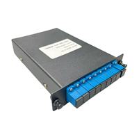 Splitter PLC Serat Optik 1x8 SC-UPC Logam LGX FTTH 5G Konektor Optik yang Dipasang di Rak