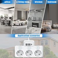 Barrette d'alimentation moderne avec 3 prises secteur, 4 ports de charge USB, 16A, cordon d'extension multitap, commutation multifiltre à charge rapide