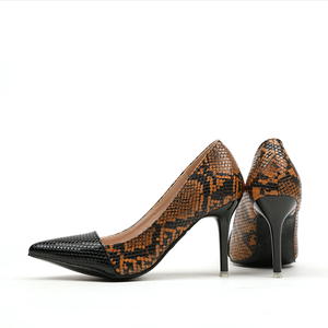 Zapatos de tacón fino y estampado de serpiente, Punta simple, moda europea americana - Product Image 5