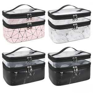 กระเป๋าจัดระเบียบอเนกประสงค์ขนาดใหญ่สำหรับเดินทาง ดีไซน์โรงงาน ผลิตจากหนัง PU สำหรับใส่แปรงแต่งหน้าและอุปกรณ์อาบน้ำ มีหลายสี - Product Image 1