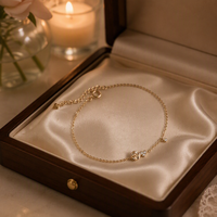 Bracelet chaîne minimaliste délicat en argent sterling 925 plaqué or 18 carats avec double pierre en zircon cubique, cadeau pour femme, vente en gros