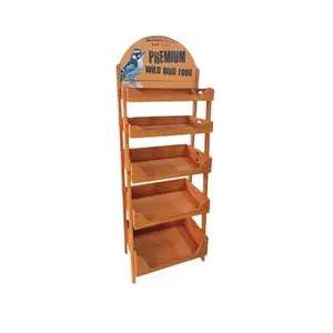 Customize floor wooden pet products display rack for retail store