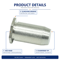 Goupilles hexagonales auto-serrantes en acier inoxydable passivé et trempé, modèle PIN4 KING SEVEN, pour fixations et quincaillerie