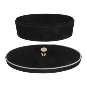 Decorative Suede Storage <b>Box</b> with Lid Modern Oval Black Home Decor Accent for Bedroom Coffee Table Bathroom <b>Vanity</b> - Product Image 4