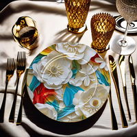 Magnifique ensemble de 13 assiettes et plats décoratifs écologiques en PP, durables, pour fêtes du thé, mariages, anniversaires et baby showers