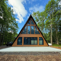 Maison Préfabriquée en Acier Léger à Toit Triangulaire en Bois, Conception Économique Gratuite, Idéale pour Villages de Vacances en Forêt, Montage Facile