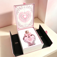 Boîte cadeau de parfum de luxe à double porte, boîte rigide, motif cœur romantique, emballage personnalisé pour parfum