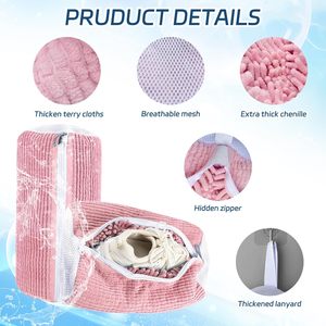 Custom Logo Chenille Sneaker Storage <b>Bag</b> Washable for Laundry Cleaning Shoe Wash Machine with Thickening Zipper - Product Image 4
