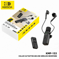 Microphone sans fil KMP-153 pour diffusion en direct, avec clip de col, bouton ANC ENC, mini microphone sans fil pour karaoké