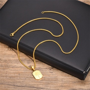 Fashion Unisex Jewelry Geometric Necklace Gold Plated Stainless Steel square Palm <b>Tree</b> Necklace - Product Image 6