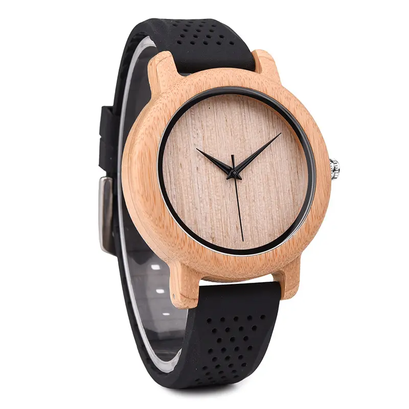 Mejor regalo de promoción Reloj de pulsera de cuarzo de madera Hombres Mujeres Universal Logotipo personalizado Relojes de madera de Bambú