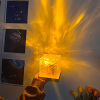 Projecteur d'ondulation de l'eau Projecteur d'ondulation de l'eau Veilleuse 16 couleurs Flamme Cristal Lampe Maison Maisons Décoration Coucher de soleil Lumières Cadeau