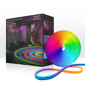 Bande lumineuse au néon LED intelligente Wifi RVB couleur lampe à ruban pour rétro-éclairage TV, décor de fête à la maison fonctionne avec Alexa Google Home - Product Image 1