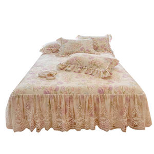 <span class=keywords><strong>Petit</strong></span> ensemble trois pièces floral français jupe de lit en dentelle matelassée d'été couvre-lit imprimé coton une pièce pour la maison Style princesse - Product Image 5