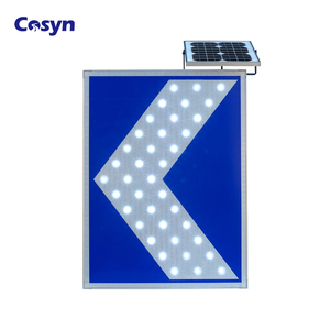 ป้ายหยุดไฟ LED คู่ ขนาด 24 นิ้ว แบบสะท้อนแสง ใช้พลังงานแสงอาทิตย์ ของซาอุดีอาระเบีย พร้อมแผงโซลาร์เซลล์  พร้อมเสาและลูกศร - Product Image 2