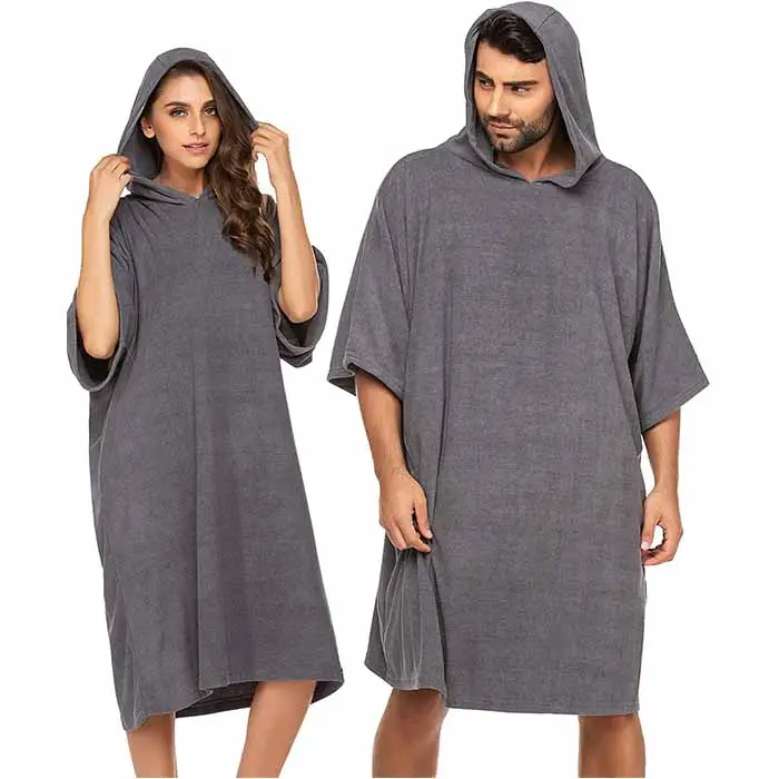 Bathrobe Towel Surf Poncho Changing Robe Bath Towel Poncho Sleepwear With Hood For Surfing Swimming Bathing Men Women