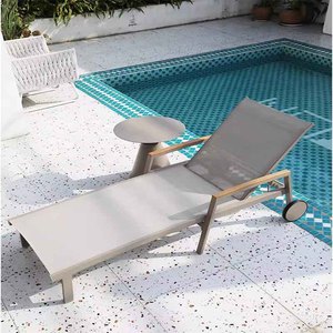 Chaise de plage pliable de luxe moderne, imperméable, avec coussin en mousse à mémoire de forme, <span class=keywords><strong>lit</strong></span> en maille Teslin, cadre en aluminium, pour piscines et hôtels - Product Image 4