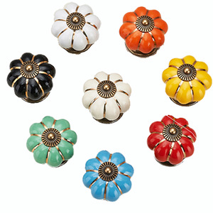 Diyin <b>Ceramic</b> Pumpkin Handle Zinc Alloy Novelty Shape Cabinet Drawer <b>Knob</b> Easy Installation - Product Image 5