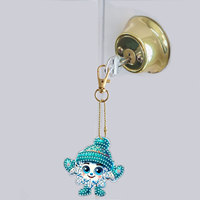 Pendentif porte-clés de peinture diamantée DIY, ornements suspendus pour sapin de Noël, pendentif mosaïque diamantée de dessin animé, décoration de Noël