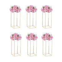 Ensemble de 3 pièces de grands vases dorés pour centre de table de mariage avec panneau en acrylique, centres de table géométriques avec support de fleurs pour la fête de mariage