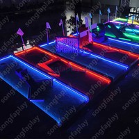 Kit d'accessoires de golf électrique miniature LED Songfa pour extérieur, tapis de gazon 2m*4m, matériau nylon/TPR/caoutchouc, simulateur de golf mobile