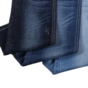 Cotton polyester spandex cross hatch slub denim fabric
