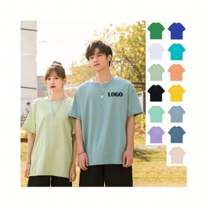 Design Custom logo Pure Cotton T-shirt High Quality Solid Color Big O Collar Casual Style LOGO Custom Design - Product Image 6