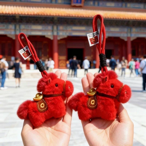 Llavero de Peluche Mascota del Año del Caballo, Colgante de Lingote del Zodíaco, Muñeco de Caballo Pequeño, Regalo de Año Nuevo - Product Image 1