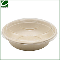 Recipiente biodegradable redondo de 32Oz, para comida, caña de azúcar, tazón biológico desechable