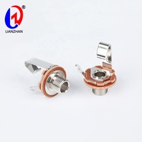 1/4 colokan gitar wanita 6.35mm TS Mono 3-Pin soket dudukan Panel perak dengan mesin cuci dan Model CK6.35-659 mur