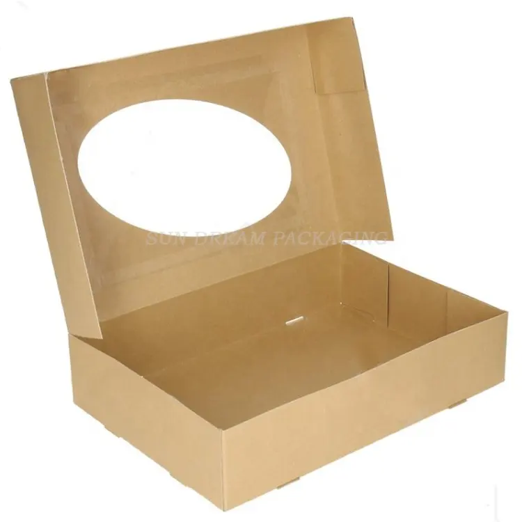 custom White Cake Grazing Boxes Different Sizes Cardboard And Plastic Window Facing Kraft Food Box Baking Food Paper Packaging