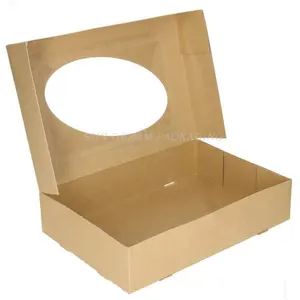 주문 백색 케이크 방목 상자 다른 크기 마분지 및 플라스틱 창 직면 크래프트 음식 상자 베이킹 식품 종이 포장