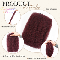 Extension per capelli brasiliani Remy BLT Burgundy 30g/50g, a doppia trama, afro kinky, per mini twist/intrecciatura/dreadlock