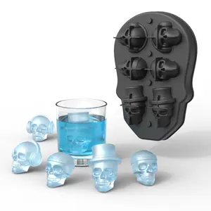 6K7 roman özel kauçuk 4 küpleri Supercube buzdolabı 3D kafatası Ice Cube Maker tepsi kalıbı kapaklı