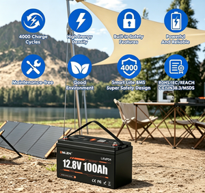 Sistema de Almacenamiento de Energía de Ciclo Profundo Enlzh BMS, Batería Recargable de Litio Ferrofosfato LiFePO4 de 12V 100Ah - Product Image 4