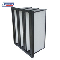 Filtre à air HEPA H13 H14 certifié ISO9001, efficacité de 99,99 %, 0,3 micron, type V, pour système HVAC, construction en boîte, filtration moyenne