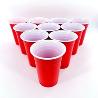 Gobelet de fête en plastique rouge réutilisable de 16 oz avec logo de marque personnalisé, gobelet à boisson jetable en plastique pour fête d'anniversaire