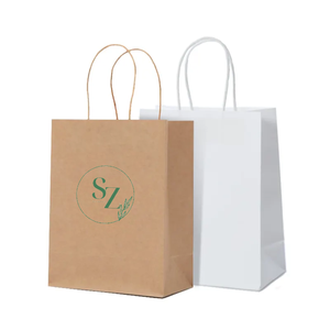 Sacs en papier kraft recyclés personnalisés en gros pour emballages cadeaux, sacs de shopping à poignée plate pour vêtements, sacs alimentaires - Product Image 1