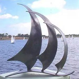 Soyut yelkenli tekne metal heykel bahçe heykeli yelkenli tekne paslanmaz çelik heykel Park için