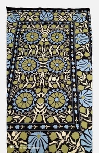 Embroidery Suzani <b>Throw</b> Wall Hanging Boho Home Decor Table Cloth Ethnic <b>Bed</b> <b>Cover</b> Indian Luxury Blanket - Product Image 1