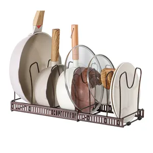 Expandable Pot and Pan Lid Organizers Rack Holder Adjustable Kitchen Metal Iron Foldable Storage Holders & Racks Customized Logo