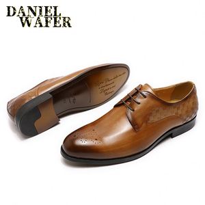 Zapatos Oxford de Vestir para Hombre, de Cuero Genuino Italiano, Color Marrón, con Cordones, para Boda, Oficina, Traje - Product Image 2