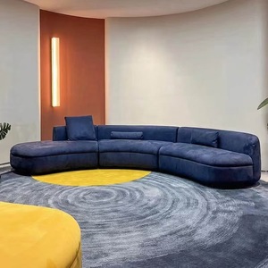 Juego de Sofás Curvos de Tela Naranja, Diseño Nórdico Minimalista para Sala de Estar, Modelo MB6598749 - Product Image 2