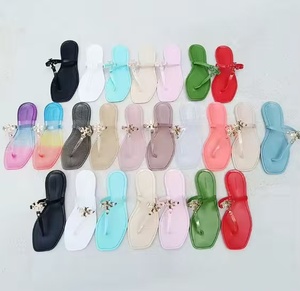 Fashion Trend Flat <b>Sandals</b> Mixed Colors Plastic Upper Buckle Decoration Open Toe Summer Anti-Slippery Strappy Design - Product Image 3
