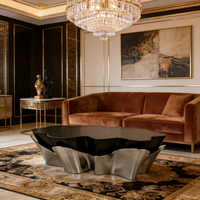 Table basse moderne en acier inoxydable de qualité supérieure, design irrégulier, pour hall d'hôtel et salon de villa