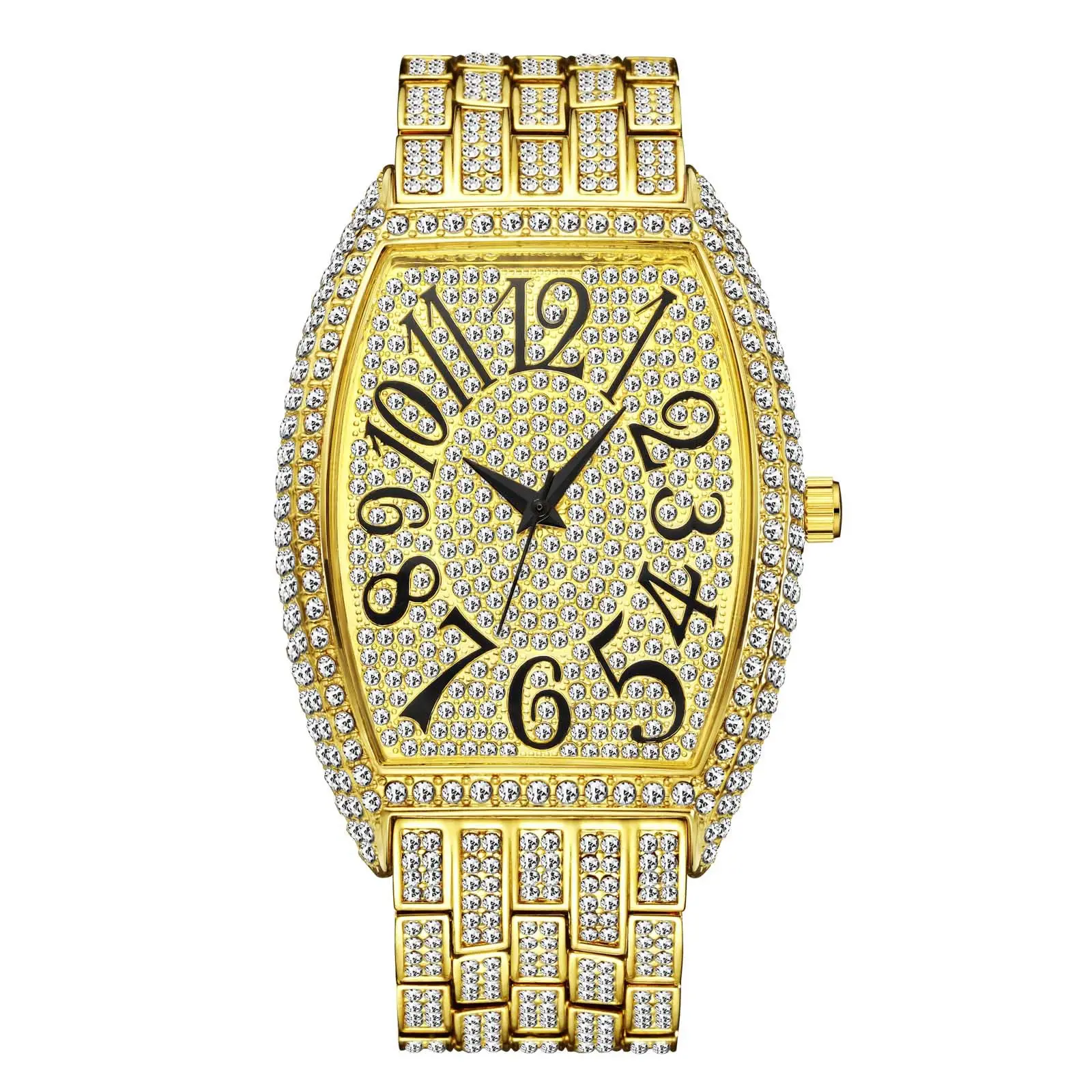 Wholesale Gold Wristwatch Fashion Diamond Quartz Analog Watch with Stainless Steel Bracelet