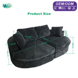 WS9072 Großhandel Luxuriöses Übergangsstil Dreisitzer-Schlafsofa-Set mit Gleitfunktion, ausziehbar, Stoffbezug, Eisenrahmen, für den Wohnbereich - Product Image 2