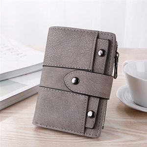 High Quality PU Leather Women's Classic <b>Wallet</b> Slim <b>Zipper</b> Closure Short Polyester Lining Hot Sales Patterned Men's <b>Wallets</b> - Product Image 3