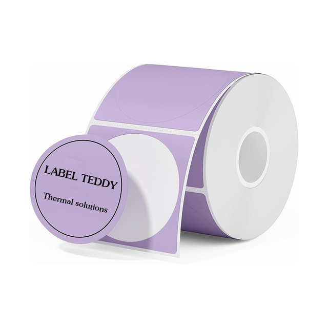TEDDY 2Inch 50mm Purple Round Waterproof & Oil Proof Eco-Friendly 750 Sheets Roll Thermal Paper Labels