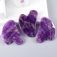 Planche de massage Gua Sha en pierre naturelle lisse pour relaxation musculaire froide, outils de grattage corporel, ensemble Guasha, modèle CN JF26-059 Violet